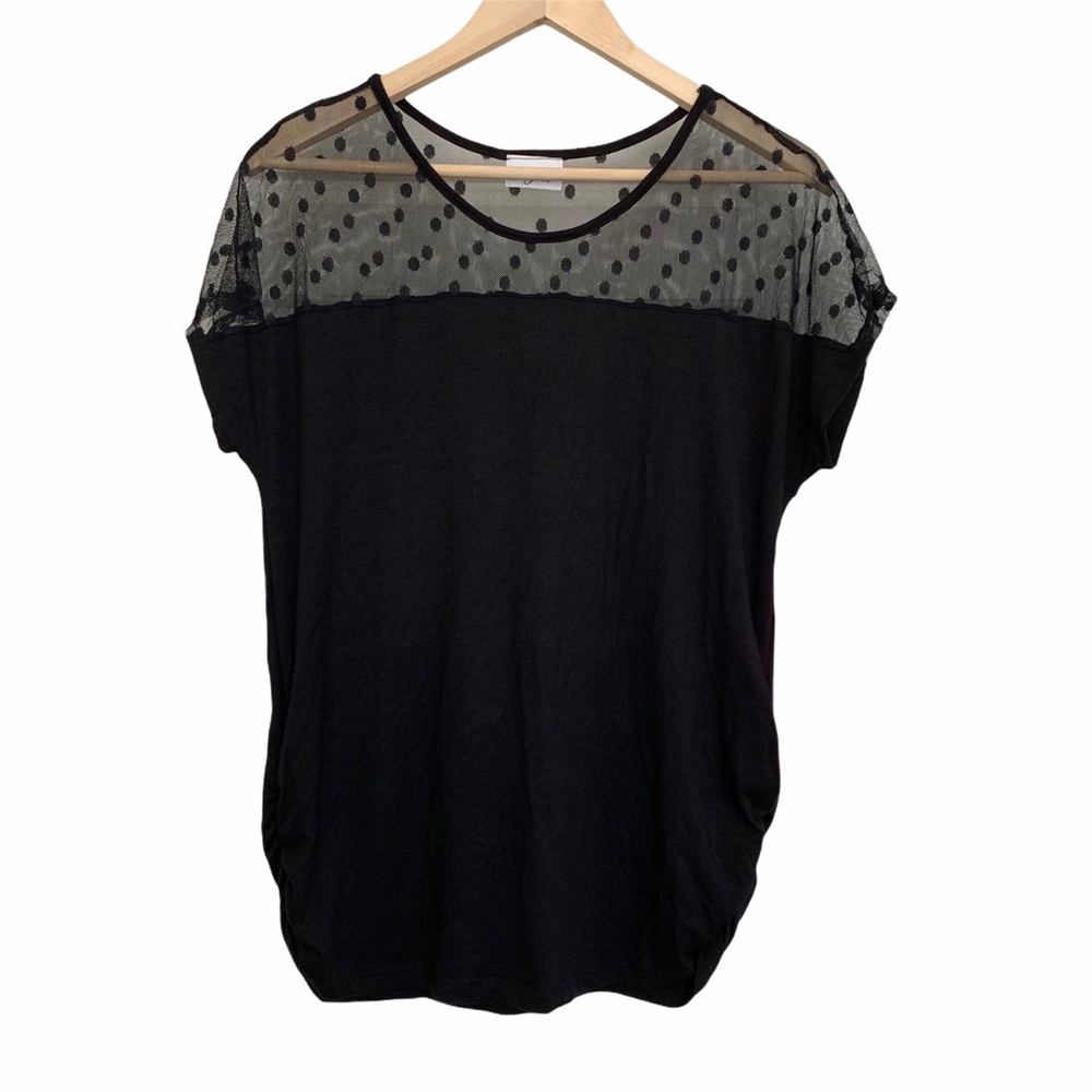 NWT One more thyme black mesh top medium
